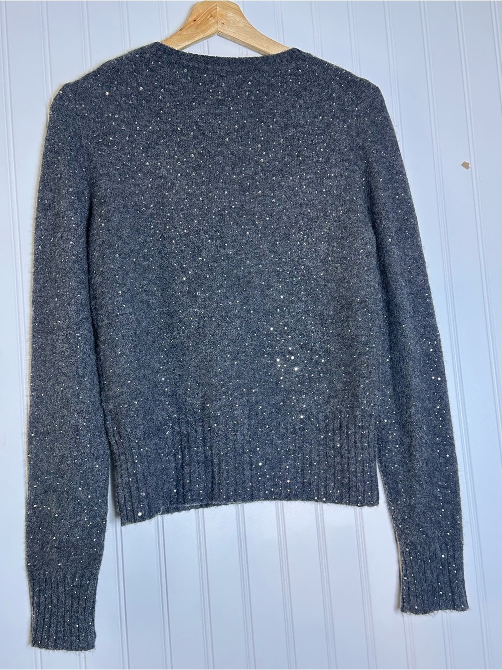 J. Crew Sparkle Soft Merino Wool Alpaca Gray gemstones/crystals S Crew Neck Soft - Picture 7 of 11